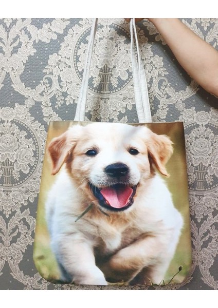 Köpek Baskılı Kumaş Heybe Çanta