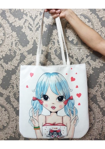 Anime Baskılı Kumaş Heybe Çanta