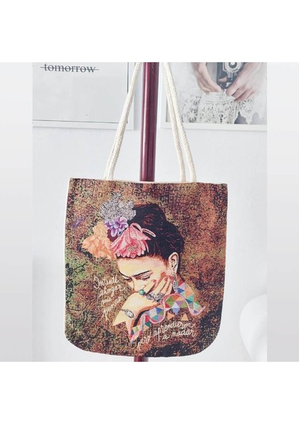 Frida Desen Goblen Dokuma Kumaş Heybe Çanta