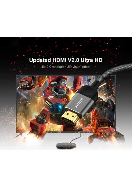 Qgeem QG-AV14 4K HDMI Kablo 50 cm 18 Gbps HDMI 2.0 Görüntü Aktarım Kablosu