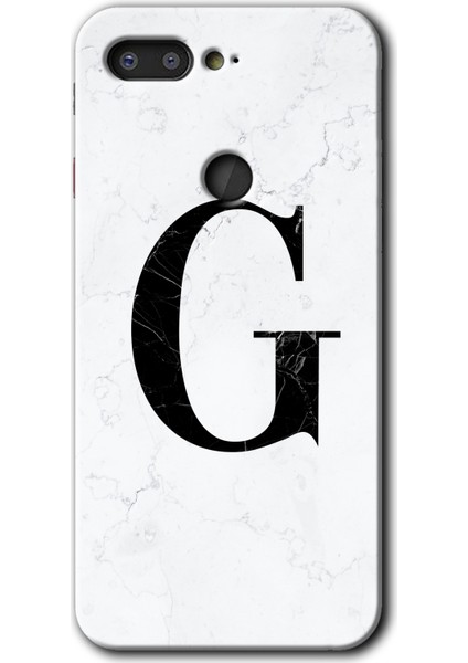 General Mobile Gm 9 Pro Kılıf Hd Desen Baskılı Arka Kapak - Beyaz Mermer Desenli G Harfi