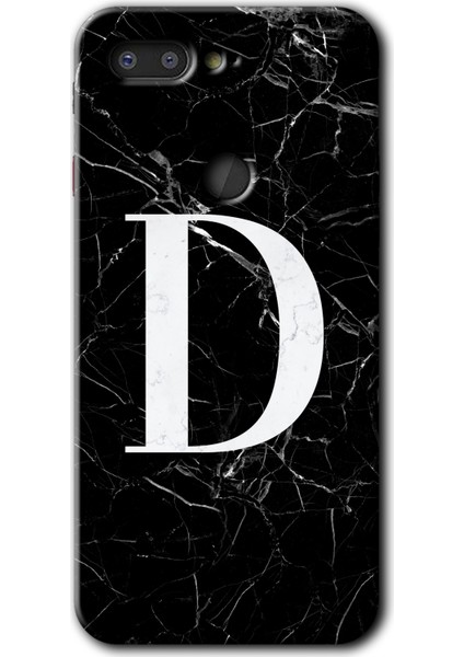 General Mobile Gm 9 Pro Kılıf Hd Desen Baskılı Arka Kapak - Siyah Mermer Desenli D Harfi