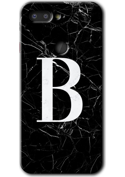 General Mobile Gm 9 Pro Kılıf Hd Desen Baskılı Arka Kapak - Siyah Mermer Desenli B Harfi