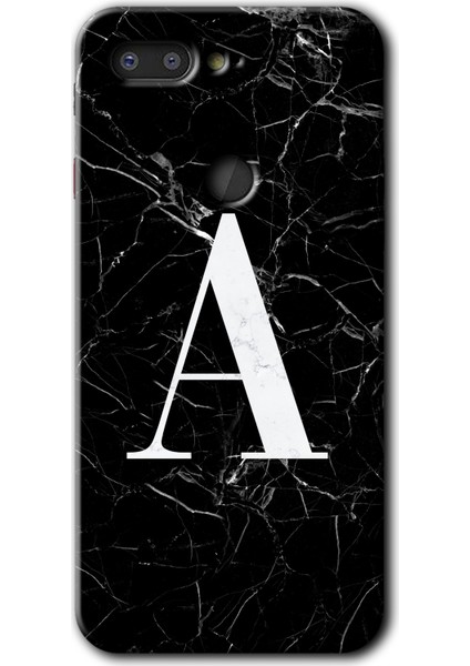 General Mobile Gm 9 Pro Kılıf Hd Desen Baskılı Arka Kapak - Siyah Mermer Desenli A Harfi