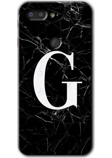 General Mobile Gm 9 Pro Kılıf Hd Desen Baskılı Arka Kapak - Siyah Mermer Desenli G Harfi