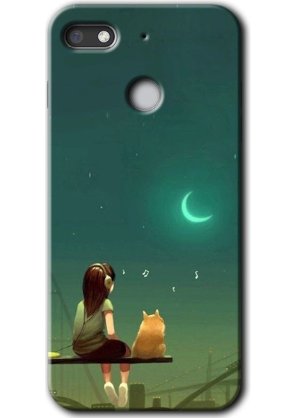 General Mobile Gm 8 Go Kılıf Hd Desen Baskılı Arka Kapak - Kedili Kız
