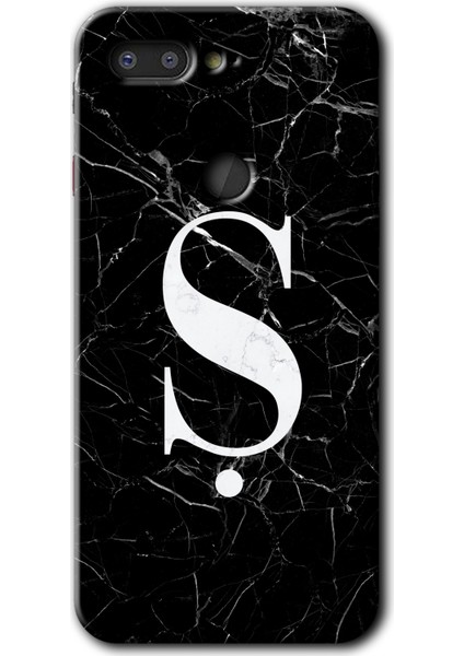 General Mobile Gm 9 Pro Kılıf Hd Desen Baskılı Arka Kapak - Siyah Mermer Desenli Ş Harfi