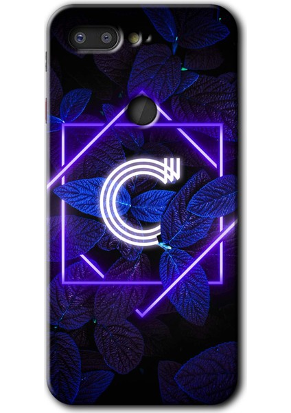 General Mobile Gm 9 Pro Kılıf Hd Desen Baskılı Arka Kapak - Dark Neon Yaprak C Harfi