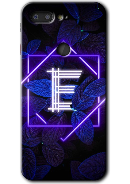 General Mobile Gm 9 Pro Kılıf Hd Desen Baskılı Arka Kapak - Dark Neon Yaprak E Harfi