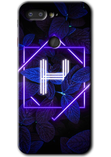 General Mobile Gm 9 Pro Kılıf Hd Desen Baskılı Arka Kapak - Dark Neon Yaprak H Harfi