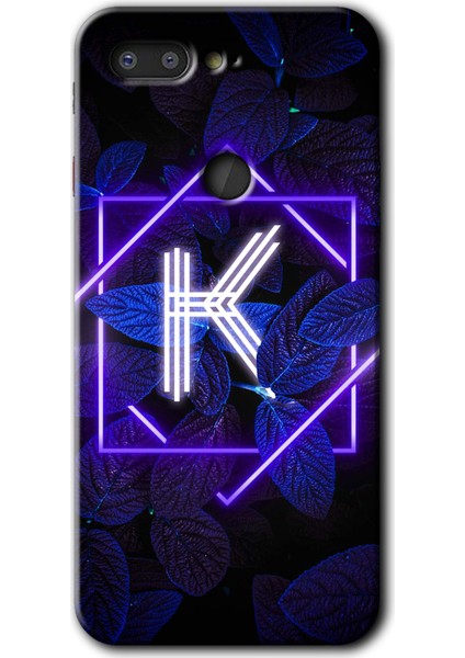 General Mobile Gm 9 Pro Kılıf Hd Desen Baskılı Arka Kapak - Dark Neon Yaprak K Harfi