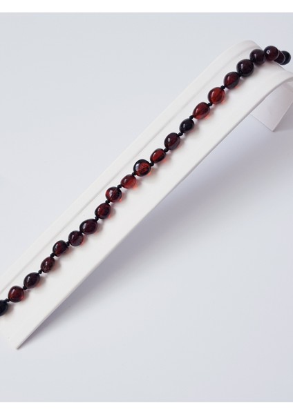 Baltık Damla Kehribar Renk Erkek Bileklik 21 cm Parlak Vişne