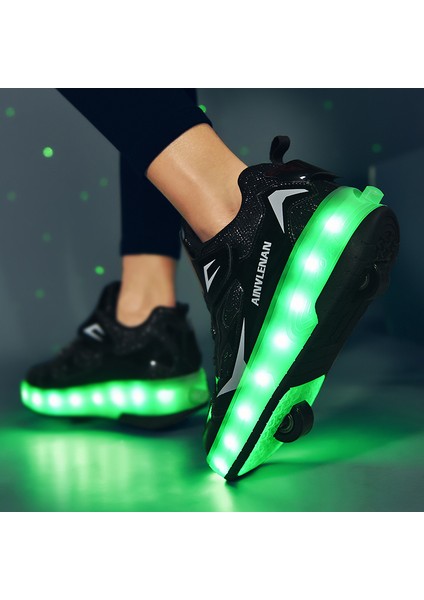 BG09H623 Siyah Erkek Çocuk Paten Ayakkabı Patenler Spor Ayakkabılar Kaymaz ve Aşınma Direnci Gündelik Ayakkabılar(Yurt Dışından) modelleri