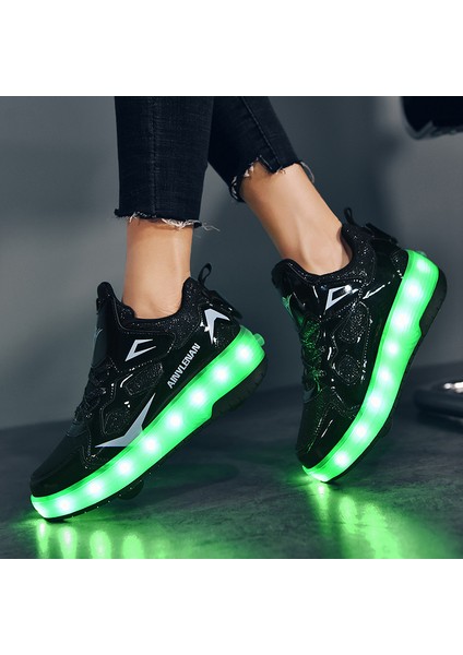 BG09H623 Siyah Erkek Çocuk Paten Ayakkabı Patenler Spor Ayakkabılar Kaymaz ve Aşınma Direnci Gündelik Ayakkabılar(Yurt Dışından) indirimleri