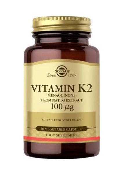 Vitamin K2 Takviye Edici Gıda 100 Mcg 50 Kapsül