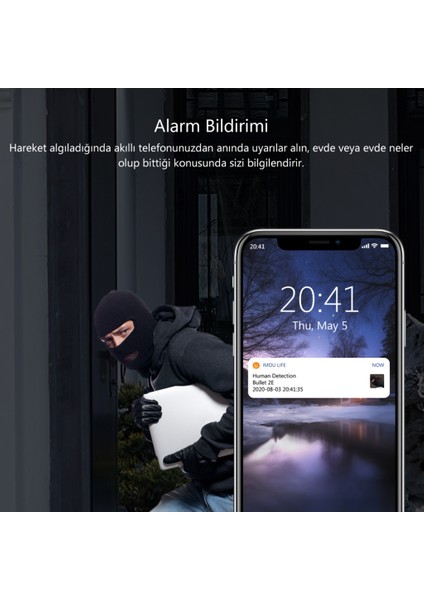 IMOU Bullet 2E Dış Ortam Akıllı WiFi Kamera/4MP-Renkli Gece Görüşü-Hareket ve İnsan Algılama-Caydırıcı LED-IP67-SD Kart Desteği-ONVIF-Bulut(IPC-F42FP)