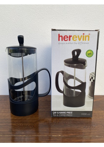 French Press 1 L Süzgeçli Filtre Kahve Bitki Çayı Kupası