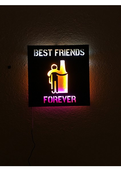 Best Friends Forever LED Işıklı Ahşap Tablo 50X40 cm fiyatları