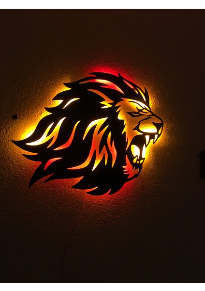 Aslan LED Işıklı Ahşap Tablo 55X50CM