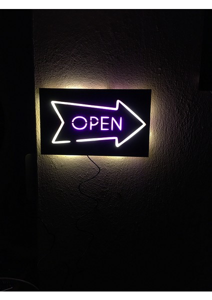 Open LED Işıklı Ahşap Tablo 50X21CM