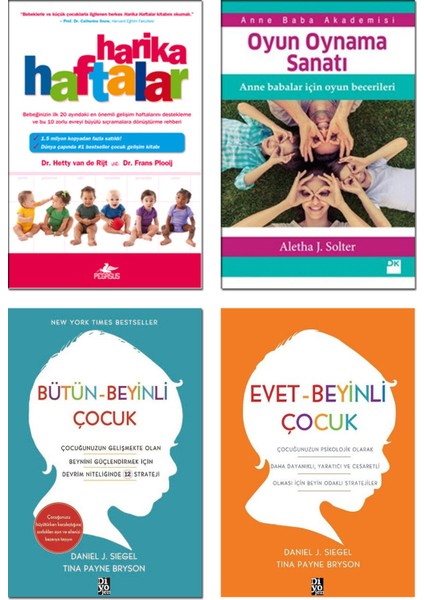 Diyojen Yayıncılık Harika Haftalar - Hetty Van De Rijt - Oyun Oynama Sanatı - Aletha J. Solter - Bütün Beyinli Çocuk - Evet Beyinli Çocuk - Daniel J. Siegel – 4’lü Çocuk Eğitimi Kitap Seti