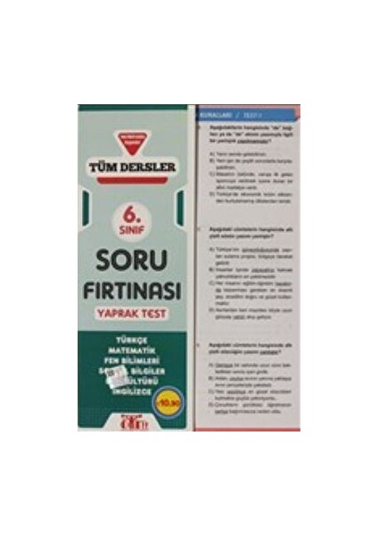 6. Sınıf Tüm Dersler Soru Fırtınası Yaprak Test
