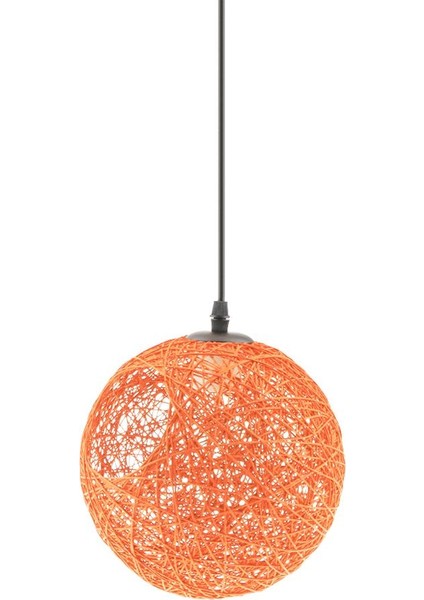 DIA.20CM Rattan Top Şekli Kolye Abajur Asılı Loft Tavan Lambası Ev Oturma Odası Için Yemek Odası Yatak Odası Dekor - Turuncu