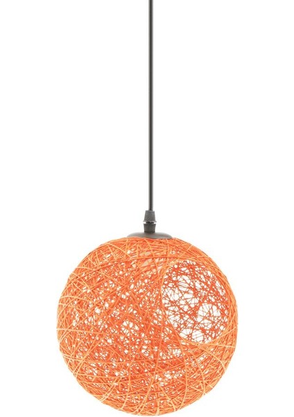 DIA.20CM Rattan Top Şekli Kolye Abajur Asılı Loft Tavan Lambası Ev Oturma Odası Için Yemek Odası Yatak Odası Dekor - Turuncu indirimleri
