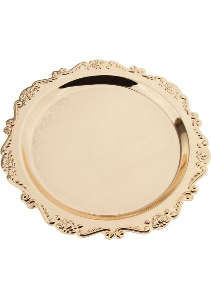 Lüks Tatlı Servis Tabağı Altın Tabak Meyve Tepsisi Doğum Günü Partisi Malzemeleri 25CM (Yurt Dışından)