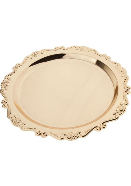 Lüks Tatlı Servis Tabağı Altın Tabak Meyve Tepsisi Doğum Günü Partisi Malzemeleri 25CM (Yurt Dışından)