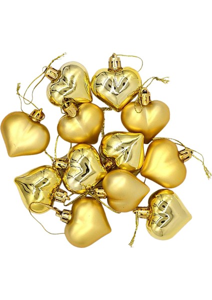 12X Kalp Şekli Baubles Sevgililer Günü Süsleme Asılı Dekor Düğün Parti Kırmızı (Yurt Dışından)