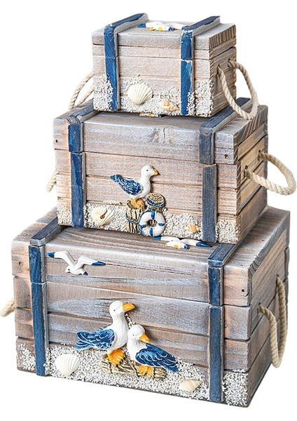 3x Istiflenebilir Ahşap Depolama Kutusu Ev Dekoratif Gıda Araçları Organizatör Kılıfı Gri (Yurt Dışından)