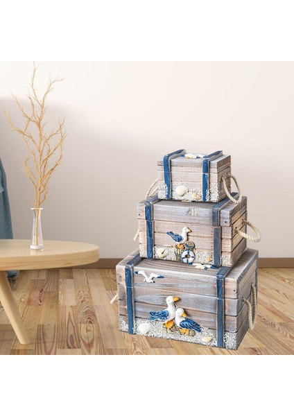 3x Istiflenebilir Ahşap Depolama Kutusu Ev Dekoratif Gıda Araçları Organizatör Kılıfı Gri (Yurt Dışından) modelleri