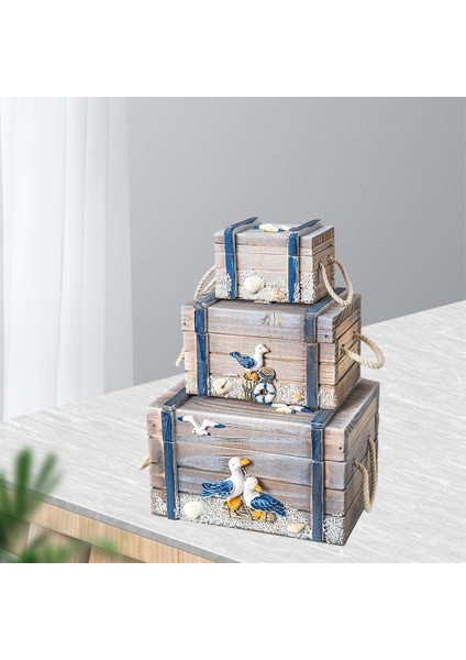 3x Istiflenebilir Ahşap Depolama Kutusu Ev Dekoratif Gıda Araçları Organizatör Kılıfı Gri (Yurt Dışından) indirimleri