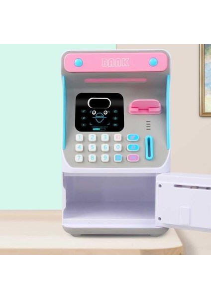 Elektronik Kumbara Otomatik Kaydırma Kağıt Banknot Para Kutuları Atm Makinesi Nakit Kutusu Simüle Yüz Tanıma Hediye Çocuk Için (Yurt Dışından)