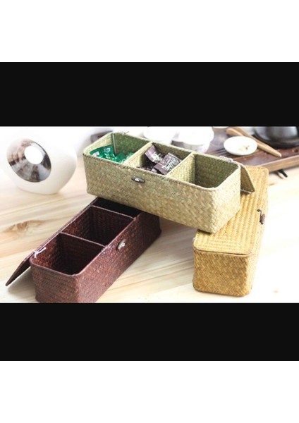 3 Izgara Seagrass Depolama Sepeti Kapaklı Mutfak Yatak Odası Koyu Kahve Için (Yurt Dışından) modelleri