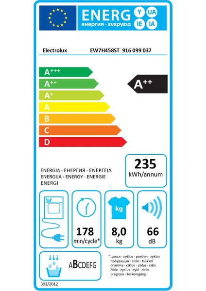 EW7H458ST PerfectCare 700 8 kg Isı Pompalı Kurutma  Makinesi