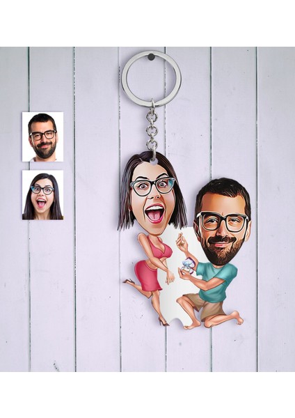 Kişiye Özel Benimle Evlenir Misin Karikatür Anahtarlık