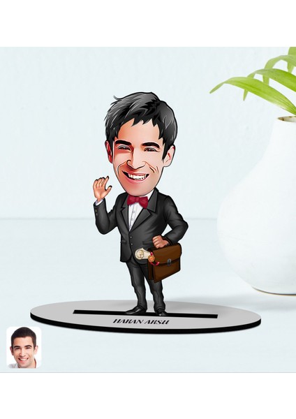 Gift Kişiye Özel Erkek Avukat Karikatürlü Ahşap Biblo Model 5