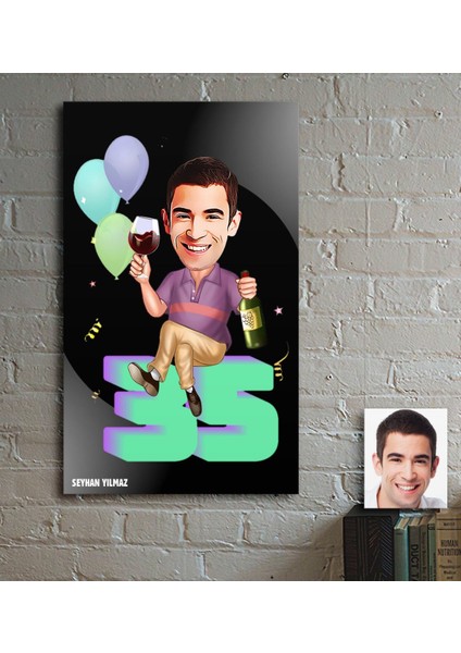 Kişiye Özel Bay Doğum Günü Karikatür Ahşap Tablo - 2