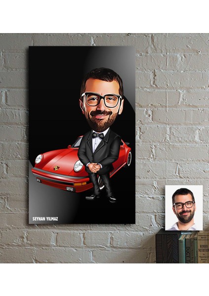 Kişiye Özel Bay Patron Karikatür Ahşap Tablo - 1