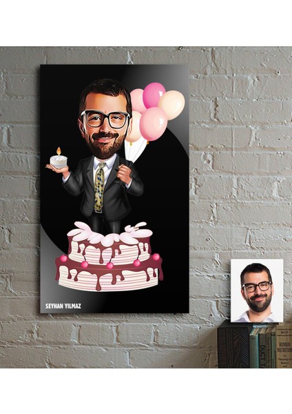 Kişiye Özel Bay Doğum Günü Karikatür Ahşap Tablo - 1