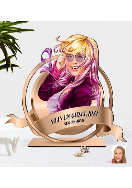 Kişiye Özel Kadın Soyut Karikatürlü 3D Ahşap Biblo Plaket-11