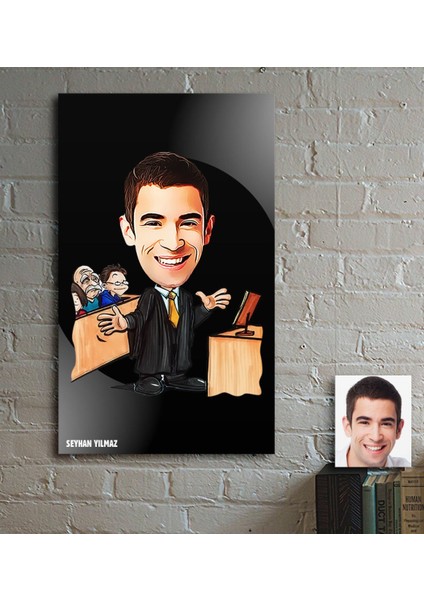 Kişiye Özel Bay Avukat Karikatür Ahşap Tablo - 3