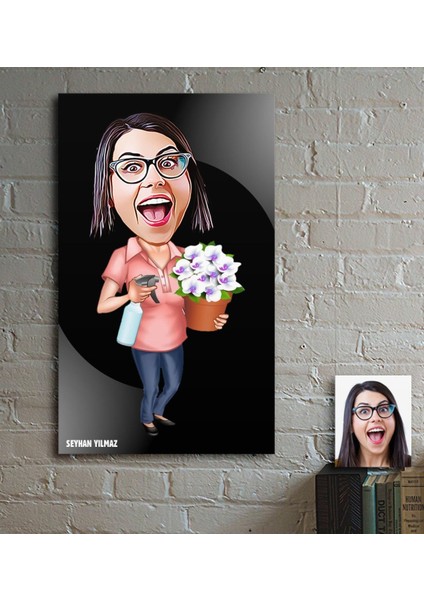 Kişiye Özel Ev Hanımı Karikatür Ahşap Tablo - 2