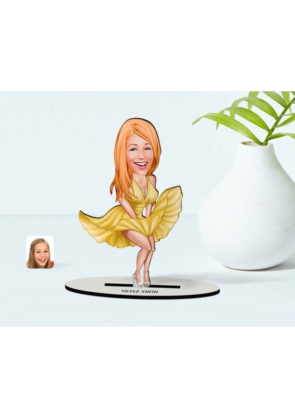 Kişiye Özel Marilyn Monroe Karikatür Ahşap Biblo - 1