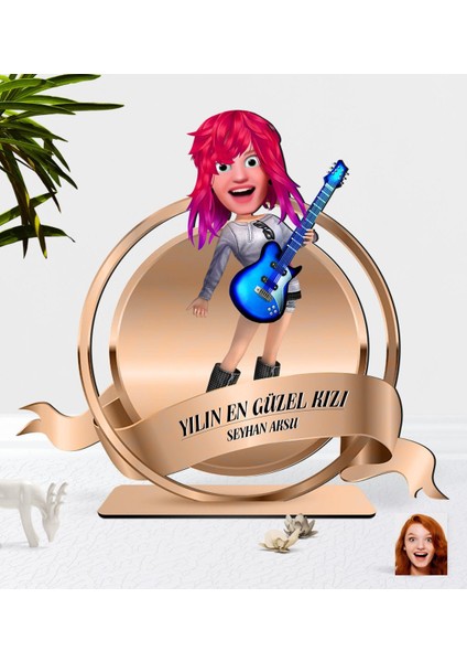 Kişiye Özel Kadın Animasyon Karikatürlü 3D Ahşap Biblo Plaket-11