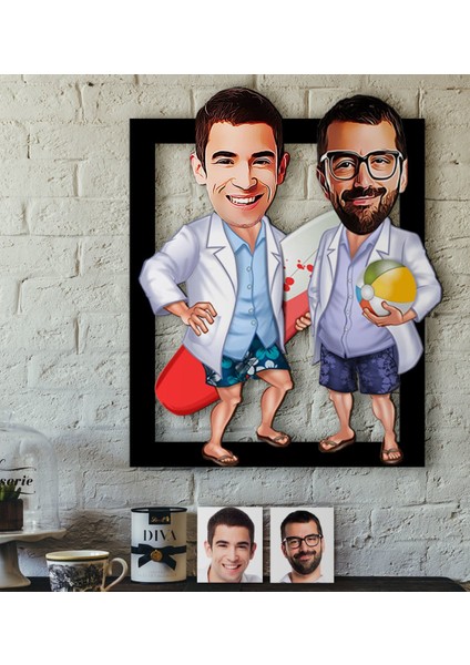 Kişiye Özel Kankalar Karikatürlü 3D Ahşap Tablo-2