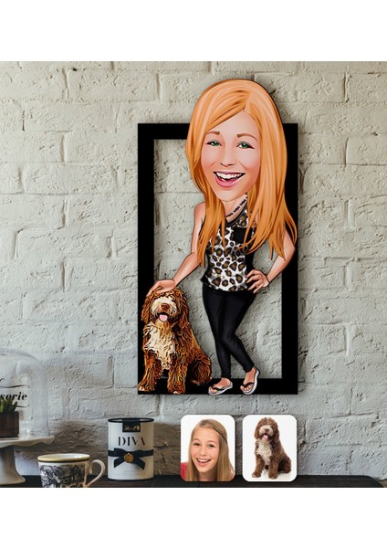 Kişiye Özel Evcil Dost Karikatürlü 3D Ahşap Tablo-3