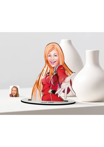 Kişiye Özel Kadın Karikatürlü Ahşap Biblo Model-34